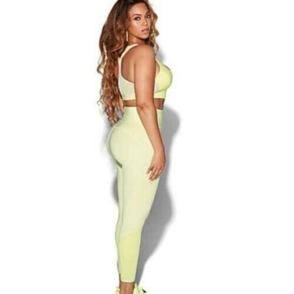 Adidas Ivy Park High Waisted Mesh Panel Leggings Yellow Womens XL Athleisure